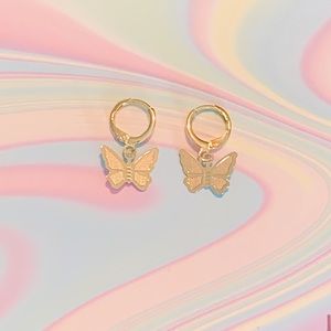 Y2K gold butterfly earrings